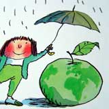 young green cosumer guide cartoon.